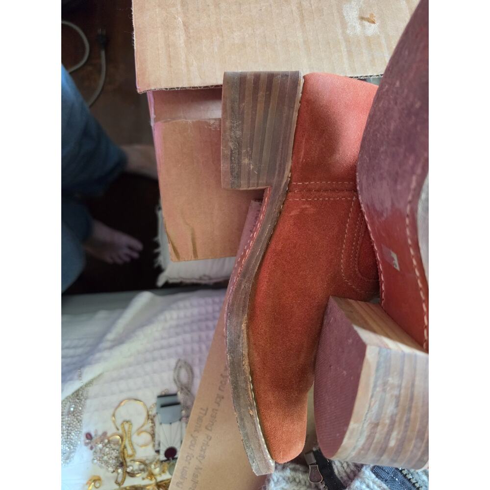 Red Dirt" Suede Frye Campus boots Style 77054RDT Women's 9.5M Made In USA - Picture 8 of 12